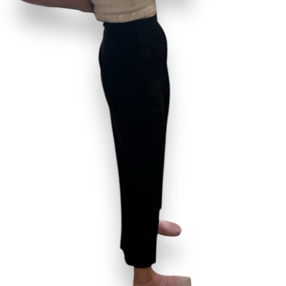 100% wool designer pants black pleated pockets m/l high-rise lined ankle pant - Picture 13 of 13
